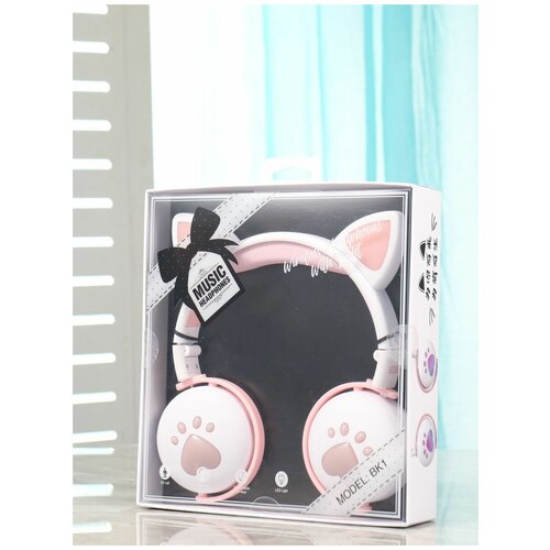 Беспроводные наушники c LED подсветкой CAT BK1 HD Callбелые с розовым 250000₽