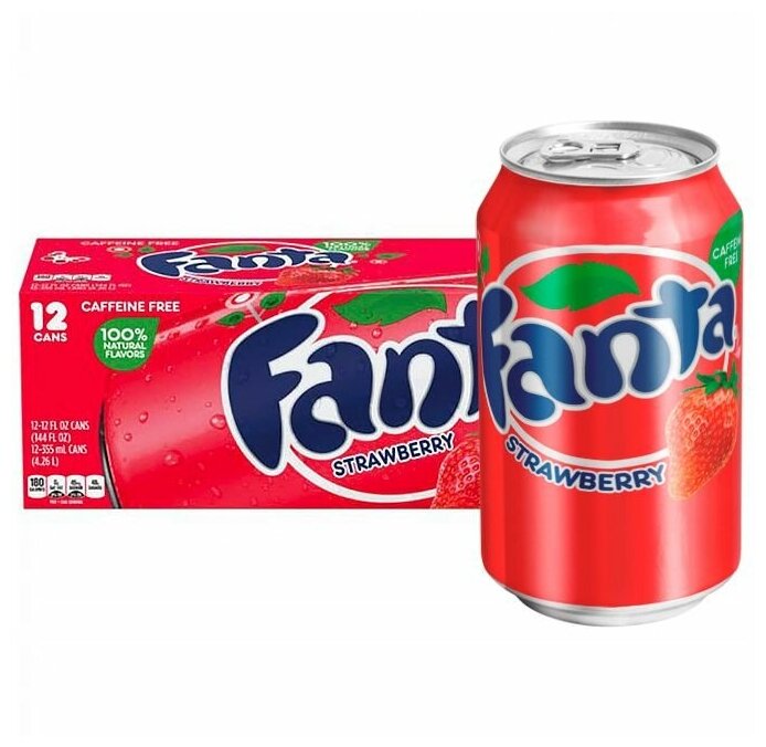 Газированный напиток Fanta Strawberry со вкусом клубники (США), 355 мл (12 шт) - фотография № 4