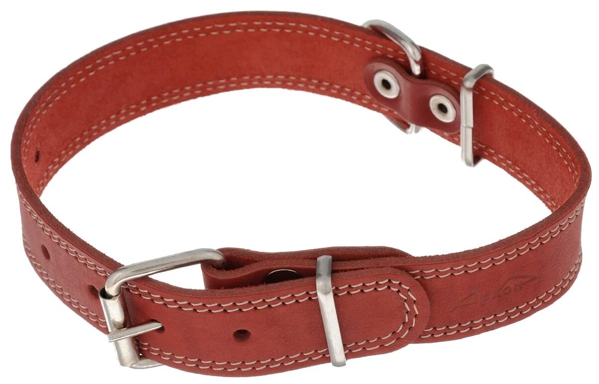 Ошейник для собак кожаный красный 44-58 см x 35 мм Аркон (1 шт)