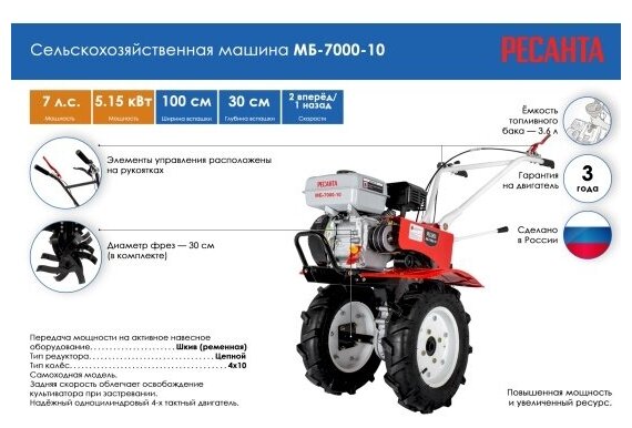 Сельскохозяйственная машина МБ-7000P-10 Ресанта - фотография № 19
