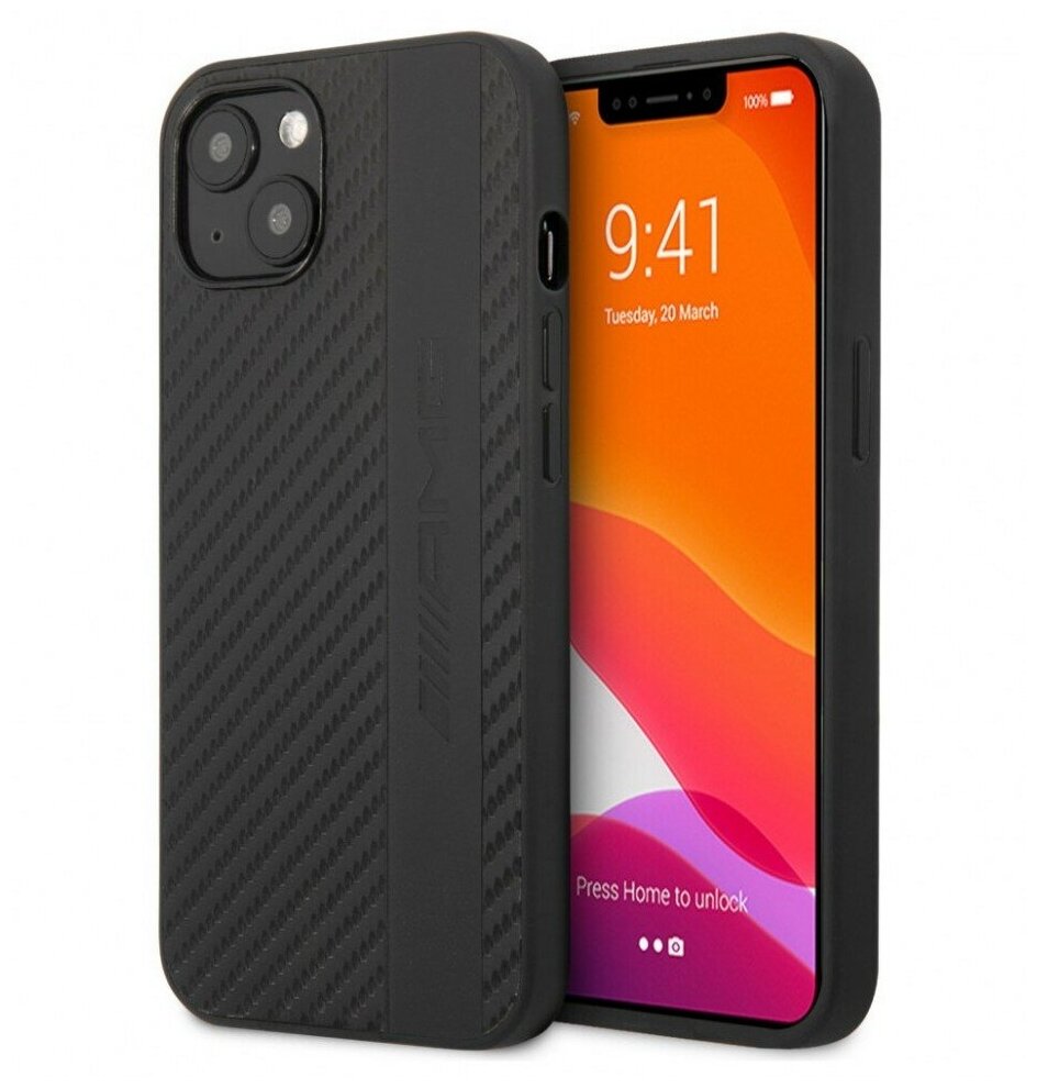 Чехол CG Mobile AMG PU Carbon effect stripe Hard для iPhone 13, цвет Черный (AMHCP13MBLSCA)