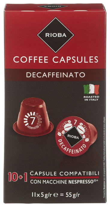 Кофе в капсулах RIOBA Decaffeinato, 5 г × 11 шт.