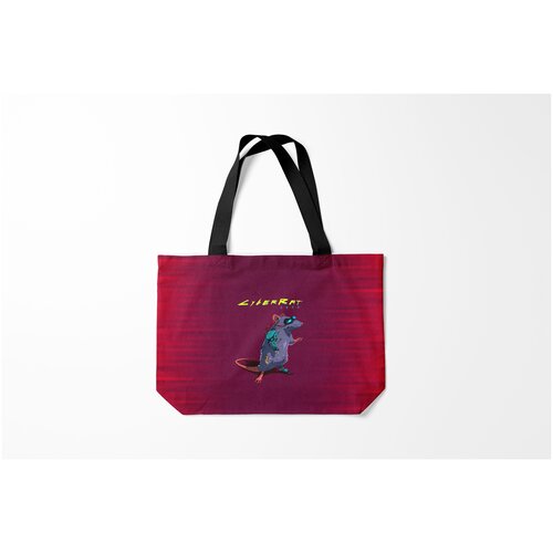 фото Сумка-шоппер / 46х35 см / геймерам / cyberpunk 2077 cyberrat 2077 / киберкрыс burnettie