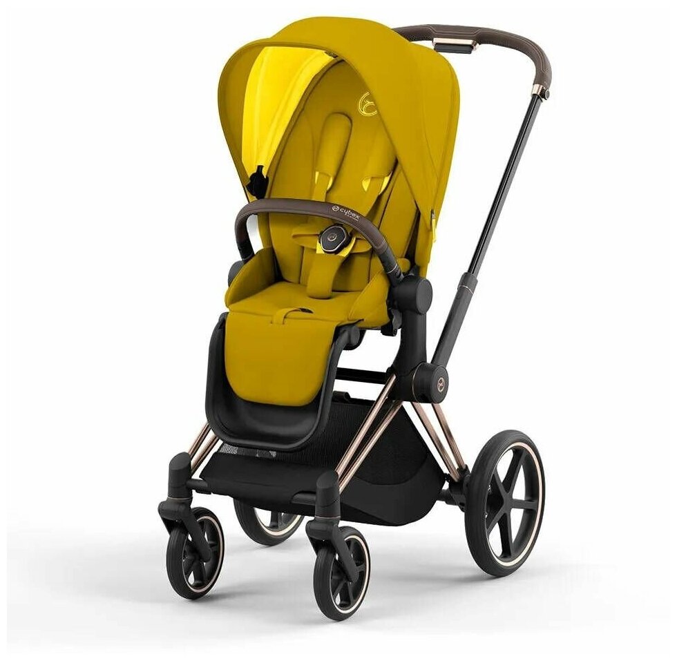 Детская коляска Cybex Priam IV 2-в-1 Mustard Yellow на шасси IV Rosegold