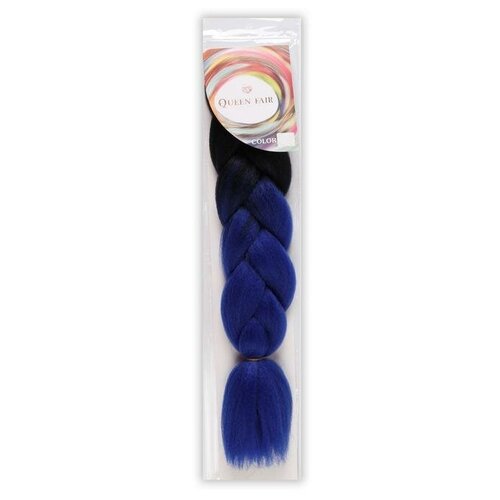 SIM-BRAIDS Канекалон двухцветный, гофрированный, 65 см, 90 гр, цвет тёмно-синий/синий Queen fair 526 .