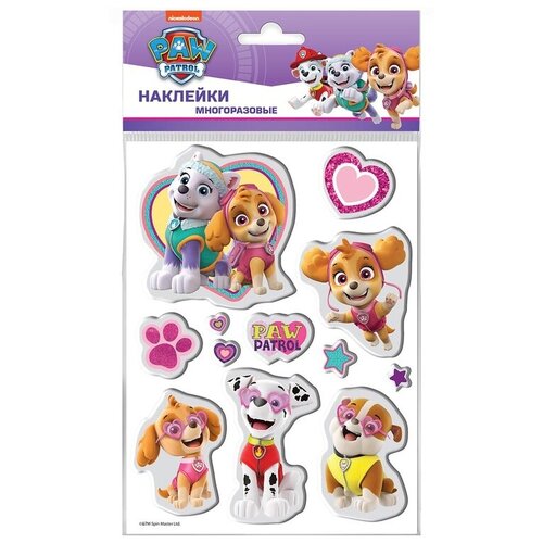 Наклейки гелевые Щенячий Патруль Сердца