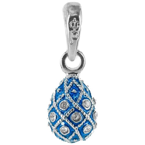 фото Подвеска "св" в стиле фаберже 1,6 см синяя / серебристая