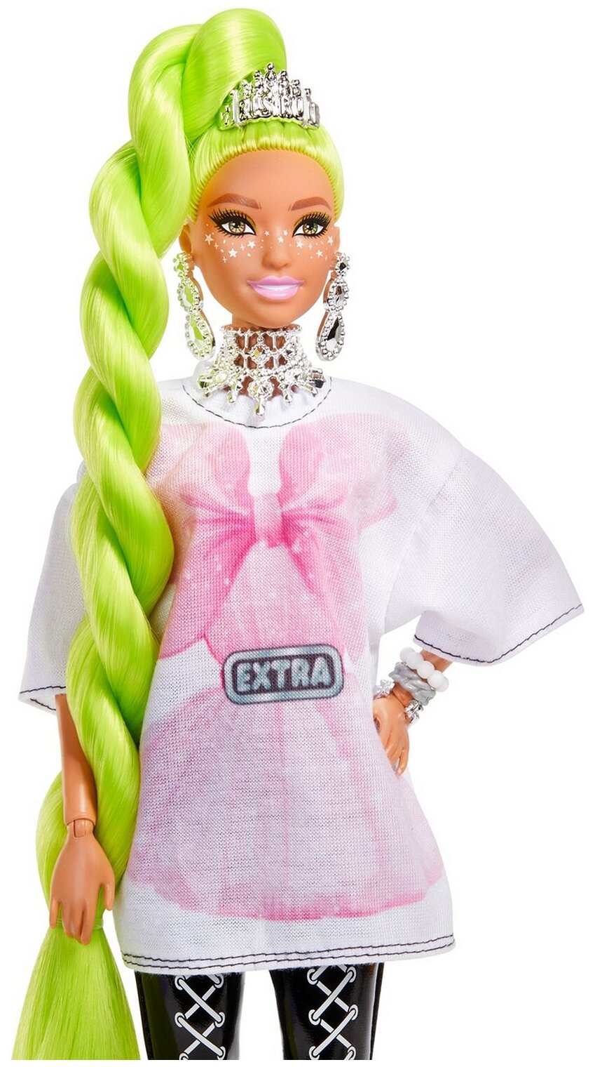 Barbie Кукла Экстра с зелеными неоновыми волосами - фото №7