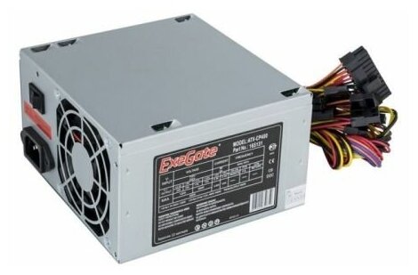 Блок питания EXEGATE CP400 ATX SC 8cm fan 24pin 4pin 3xSATA 2xIDE FDD кабель 220V с защитой от выдергивания