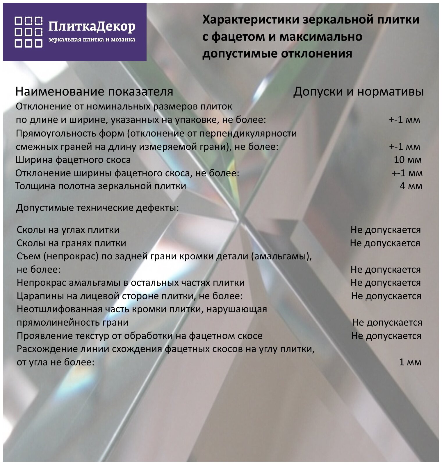 Панно из зеркальной плитки 18*18 см с фацетом 10 мм (размер панно 102*127,5 см) - фотография № 9