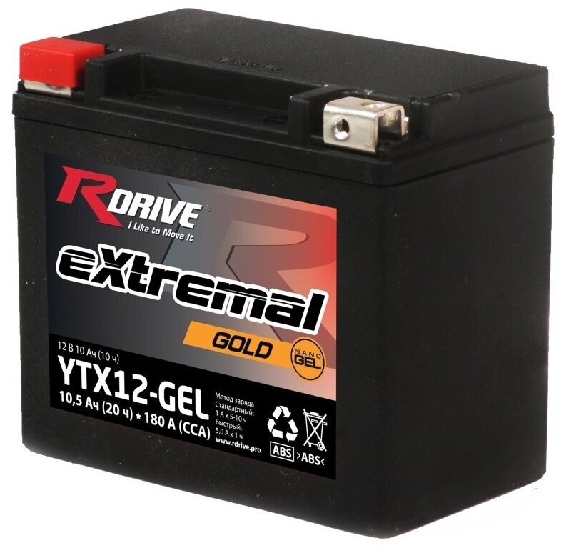 Мото аккумулятор RDRIVE GOLD YTX12-GEL