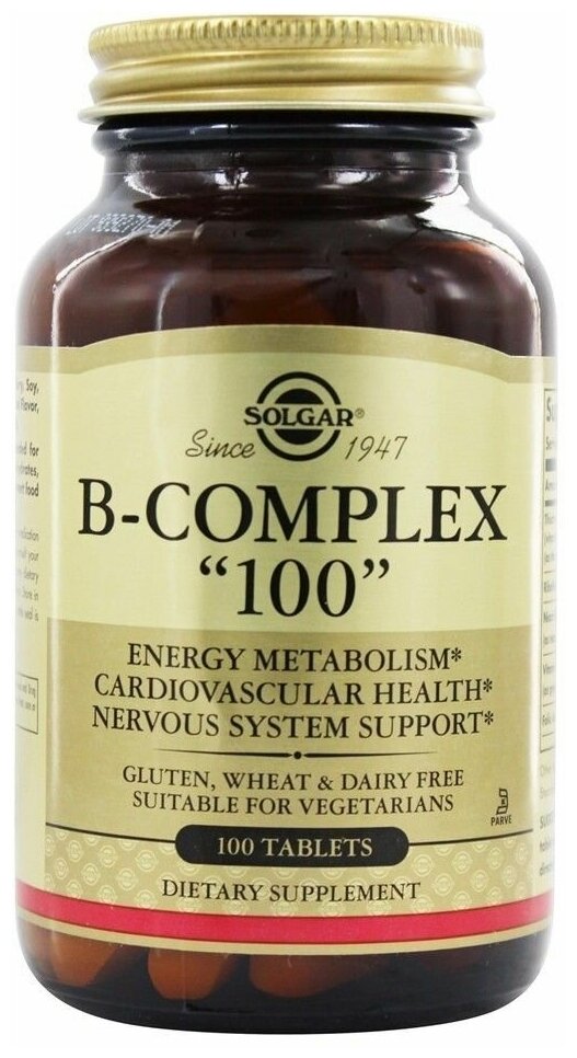 Solgar B-Complex 100 (Комплекс витаминов группы B) 100 таблеток
