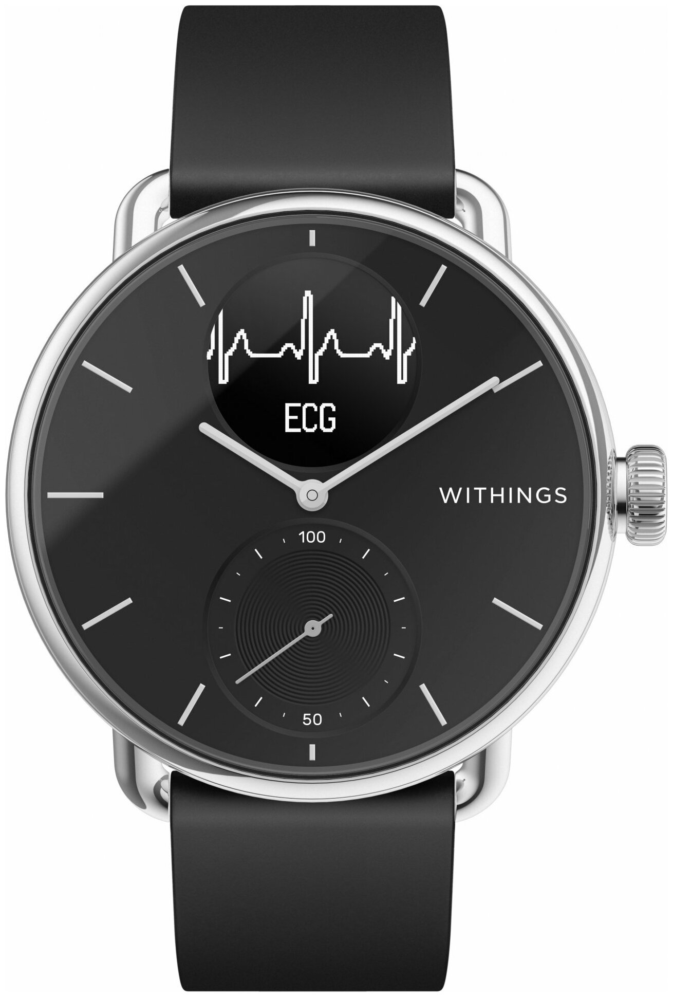 Смарт-часы с Withings ScanWatch 38mm with Silicone Band Black чёрные