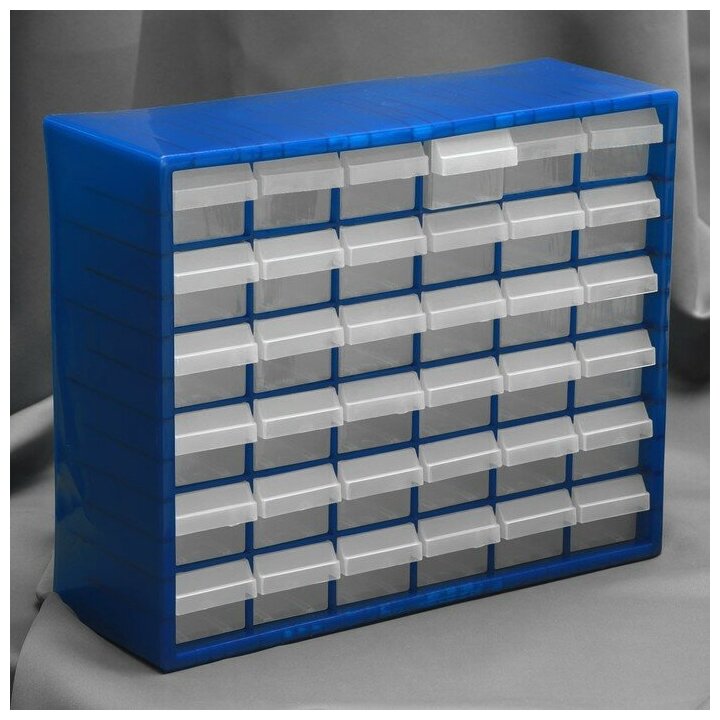 Бокс для хранения с выдвигающимися ячейками, 40 x 33 см, (1 ячейка 12 x 5,5 см), цвет синий./В упаковке шт: 1