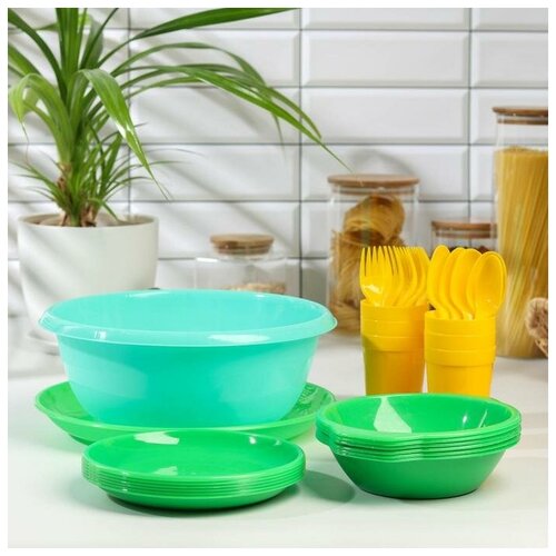 Набор посуды Альт-Пласт «Всегда с собой», на 6 персон, 32 предмета, 1 набора