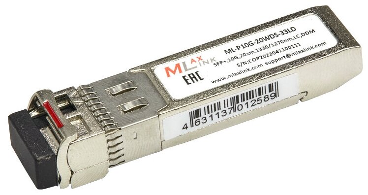 Модуль MlaxLink оптический одноволоконный SFP+ WDM 10Гбит/с 20км 1330/1270нм LC DDM