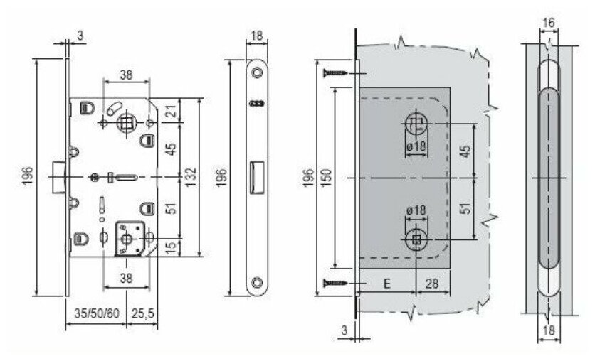 Замок межкомнатный AGB (АГБ) MEDIANA POLARIS B06102.50.03.567 WC (латунь) с ответной планкой B2402.05.03 - фотография № 3