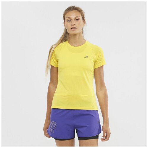 Футболка беговая SALOMON Cross Run Ss W Sunny Lime/Heather (US:XS)