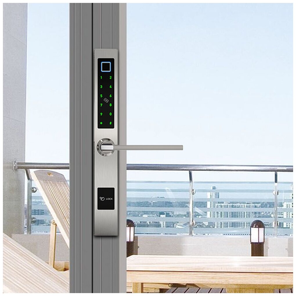 Умный электронный биометрический дверной замок SAFEBURG SMART SLIM LOCK со сканером отпечатка пальца, управление через приложение - фотография № 5