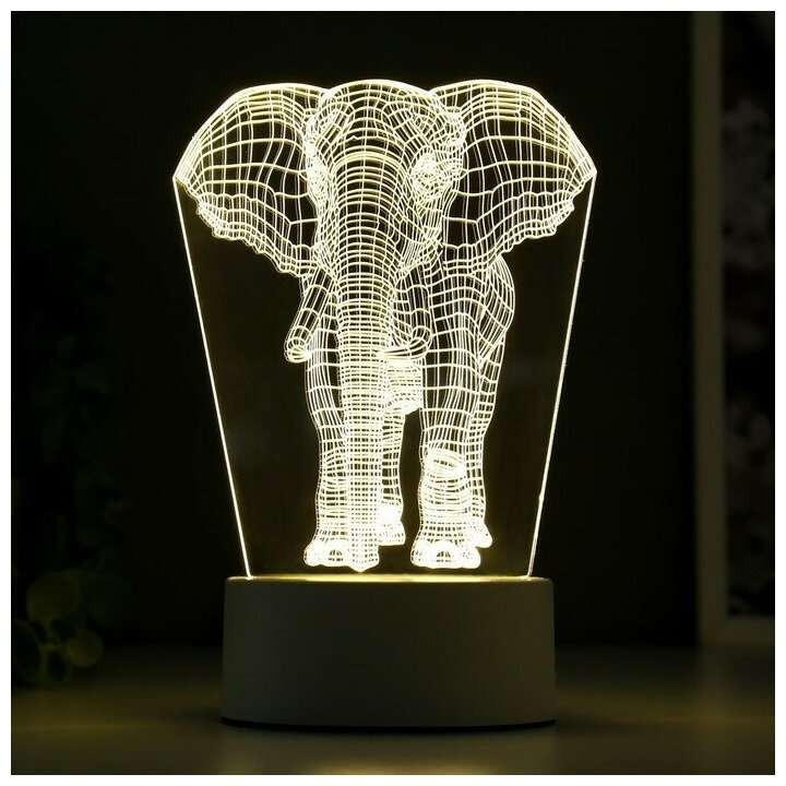 Светильник "Слон" LED белый от сети 9,5х12,5х19см - фотография № 4