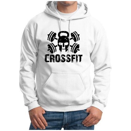 Толстовка Худи белые CoolPodarok Crossfit (Кроссфит)