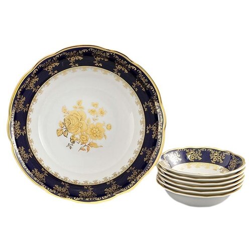 фото Набор салатников 7 предметов (23 см х 1 шт, 13 см х 6 шт) leander "мэри-энн /золотая роза /кобальт" / 157821