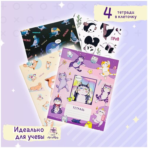 Твоя Мечта / Набор Тетрадей в клетку 4 шт