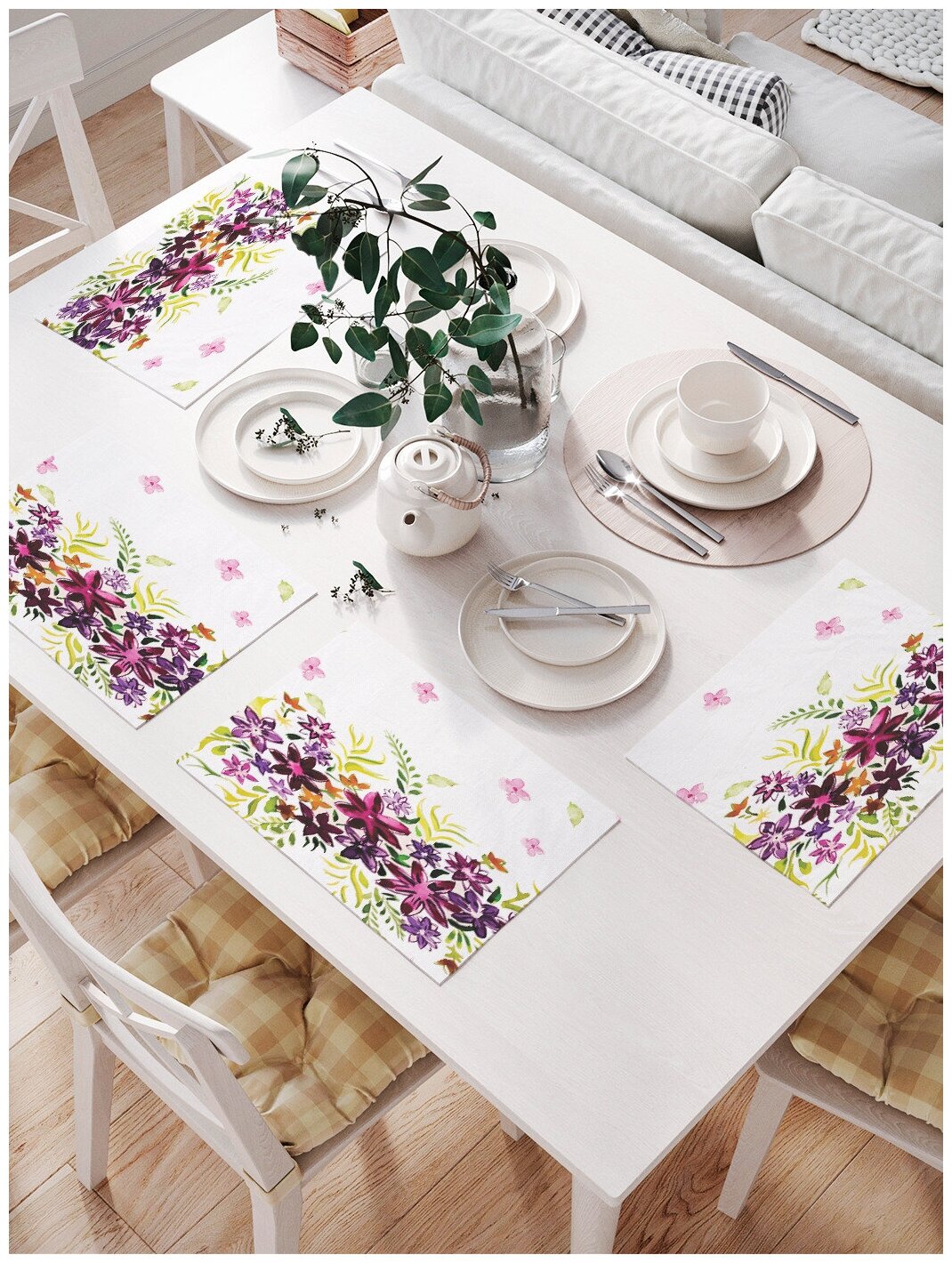 Комплект салфеток JoyArty "Бордовые цветы" для сервировки стола (32х46 см, 4 шт.)