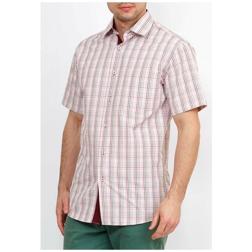 Рубашка мужская короткий рукав GREG Gb164/309/45/Z/P/1, Полуприталенный силуэт / Regular fit, цвет Розовый, рост 174-184, размер ворота 39