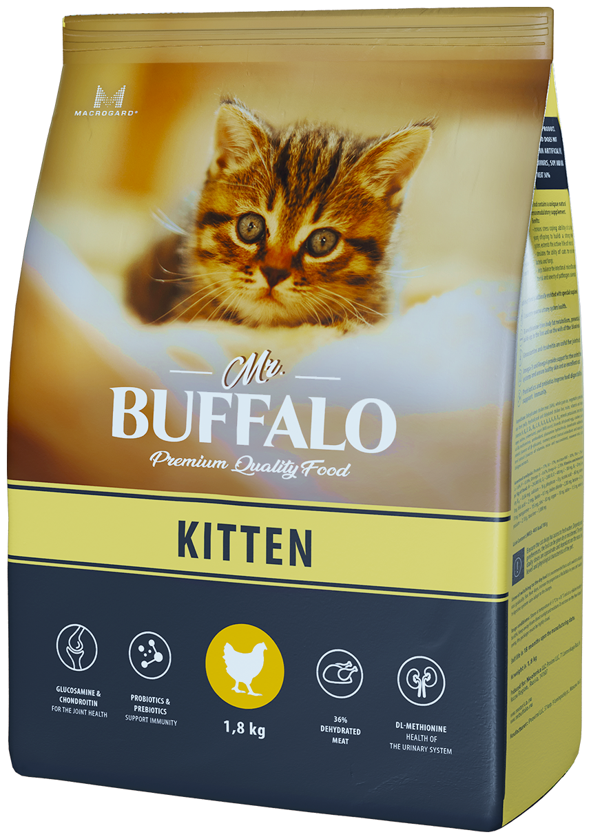 Mr.Buffalo Kitten Корм для котят курица 1,8кг