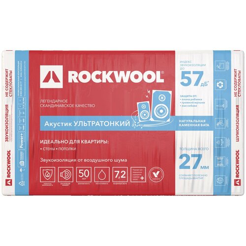 Звукоизоляция Rockwool Акустик Баттс про, 27 мм