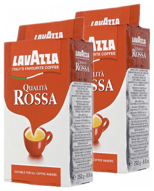 2 упаковки Кофе молотый LAVAZZA Qualita Rossa, 250 г, Италия