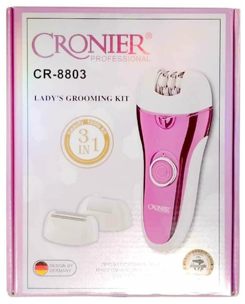 Эпилятор CRONIER CR-8803 / 3 насадки для эпиляции и ухода за телом