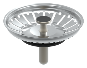 Сетка для раковины кухонной мойки латунная диаметр сливного отверстия 90 мм, высота 57 мм, цвет хромированный, круглой формы Unicorn E100