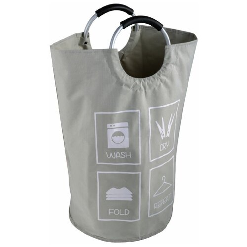 Корзина для белья с алюминиевыми ручками FX-1011, серая, 63 литра