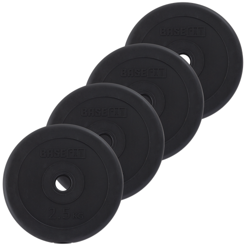 Диск пластиковый Basefit Bb-203 D=26 мм, черный, 2,5 кг, 4 шт
