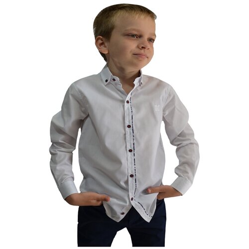 Школьная рубашка TUGI, размер 128, белый школьная рубашка tugi размер 128 бордовый