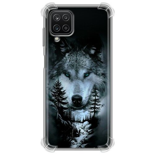 силиконовый чехол волк в горах на samsung galaxy m12 самсунг галакси m12 Дизайнерский силиконовый с усиленными углами чехол для Самсунг А12/М12 / Samsung Galaxy M12 Лесной волк