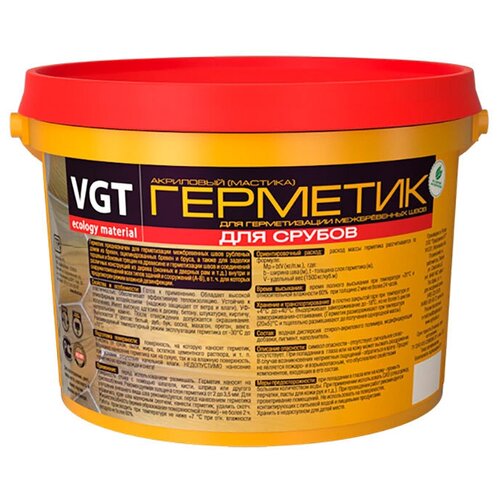 VGT герметик для срубов акриловый высокоэластичный орегон 15кг 5550₽