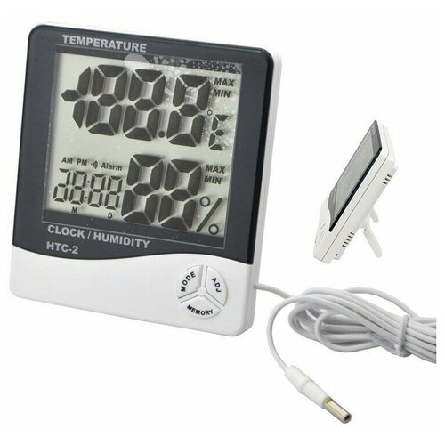 Термометр-гигрометр HTC-2 электронный цифровой, С выносным датчиком электронный термометр гигрометр с выносным датчиком