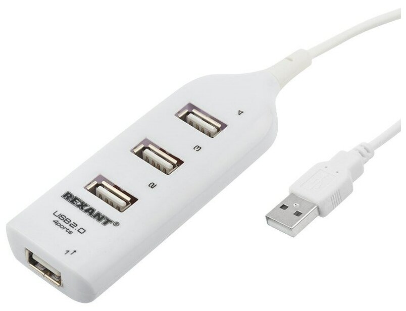 USB-концентраторы USB 20 на 4 порта белый REXANT белый