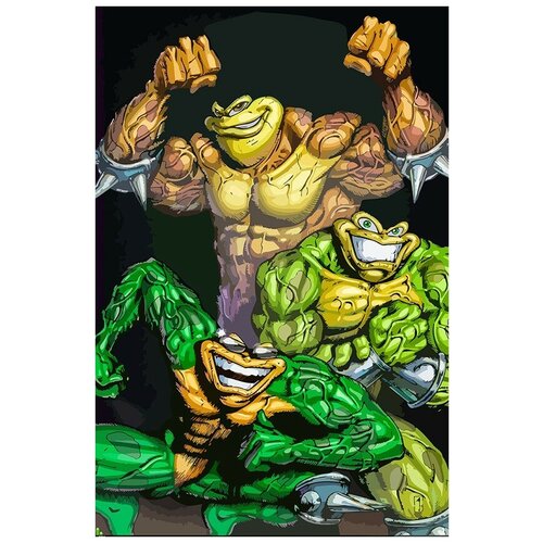 картина по номерам на холсте игра battletoads боевые жабы ретро 16 bit 8 bit xbox ps 4 9390 г 60x40 Картина по номерам на холсте Игра battletoads (боевые черепахи, ретро, 16 bit, 8 bit) - 8271 В 60x40