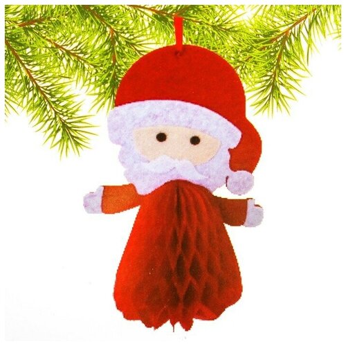 Набор для создания подвесной елочной игрушки из фетра и бумаги гофре Дед Мороз