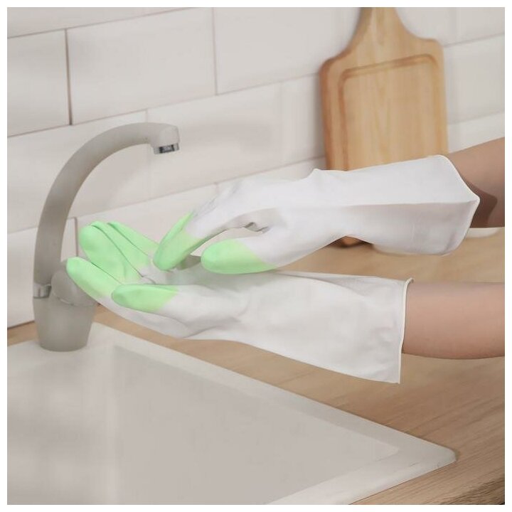 фото Перчатки Доляна хозяйственные защитные суперпрочные