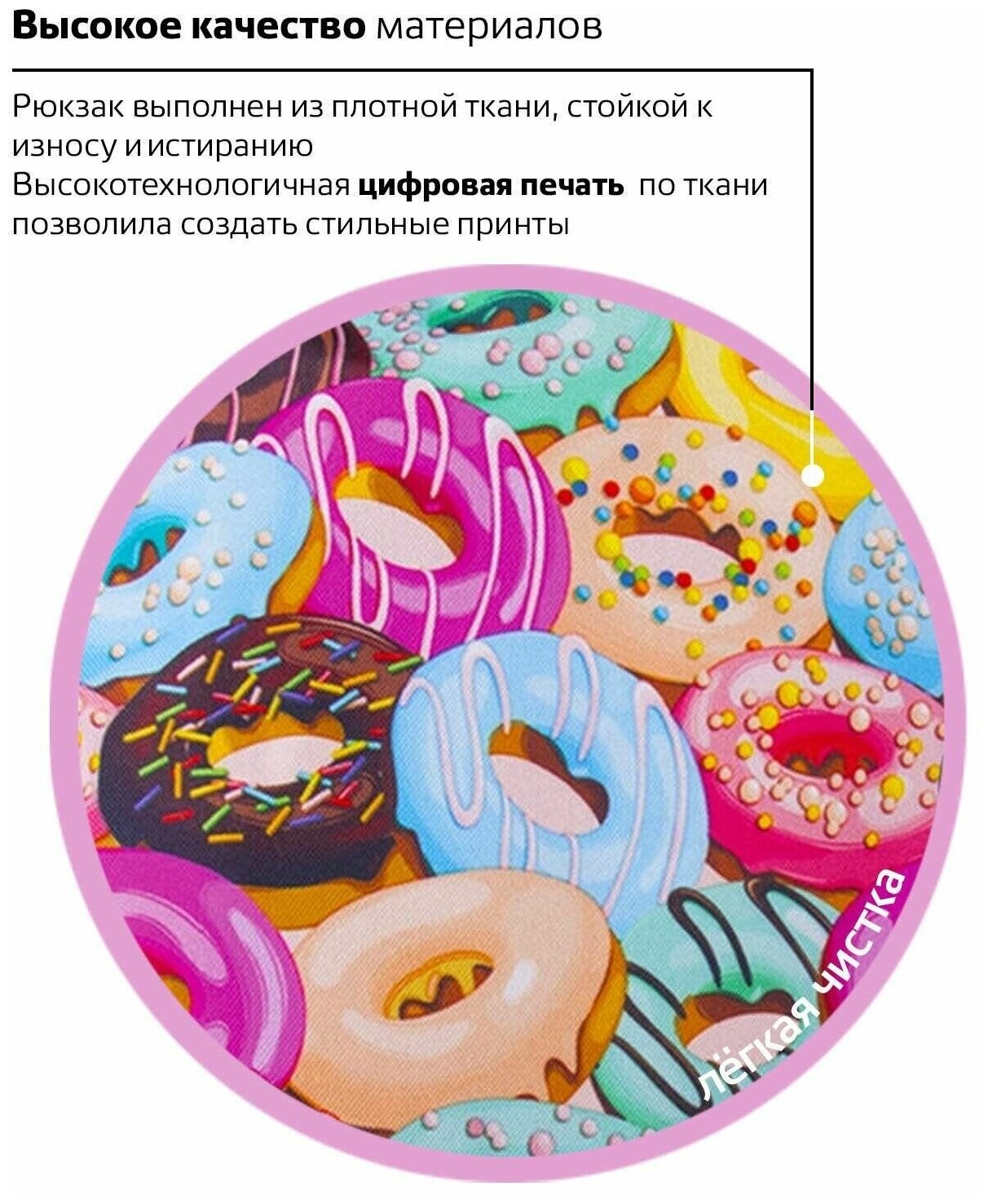 Рюкзак BRAUBERG, универсальный, сити-формат, Donuts, 20 литров, 41х32х14 см, 228862