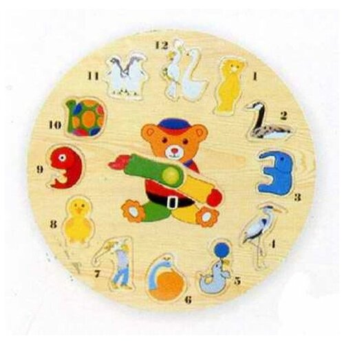 Обучающая игра для малышей - Рамка Часы, Звери, 1 шт.