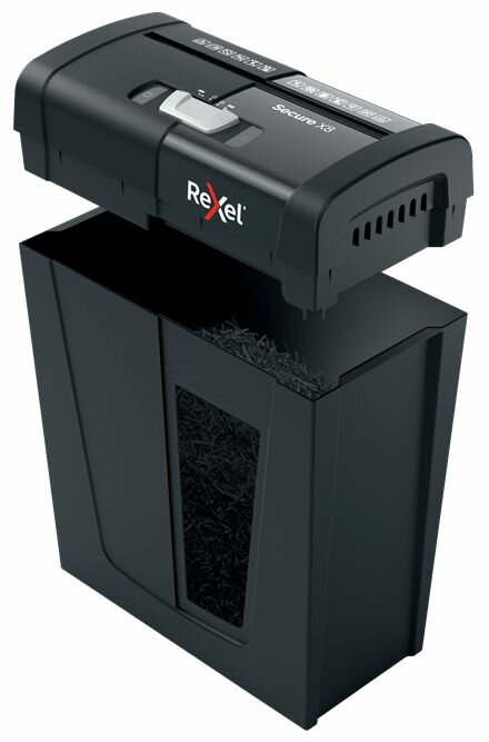 Rexel Шредер Rexel SECURE X8 EU черный (секр P-4)/фрагменты/8лист/14лтр/скрепки/скобы