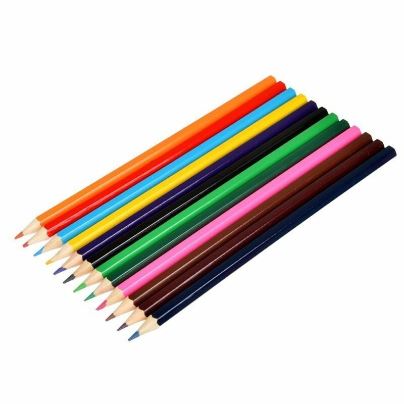 Карандаши цветные для школы разноцветные детские карандаши для рисования канцелярия для школы набор 12 цветов