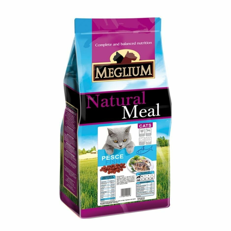 Корм Meglium Natural Meal Fish для кошек с чувствительным пищеварением, с рыбой, 3 кг - фотография № 9