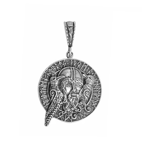 фото Подвеска-оберег из серебра "бог один с воронами" яхонт ювелирный арт. 269688